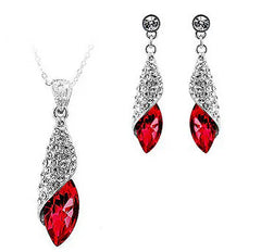 Shiny Rhinestone Earrings and Necklace Set