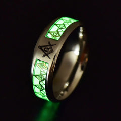 Glow in the Dark Masonic Pattern Ring Jewelry