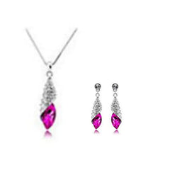 Shiny Rhinestone Earrings and Necklace Set