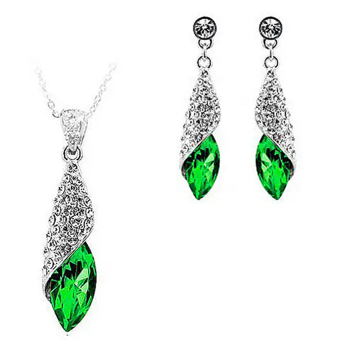 Shiny Rhinestone Earrings and Necklace Set